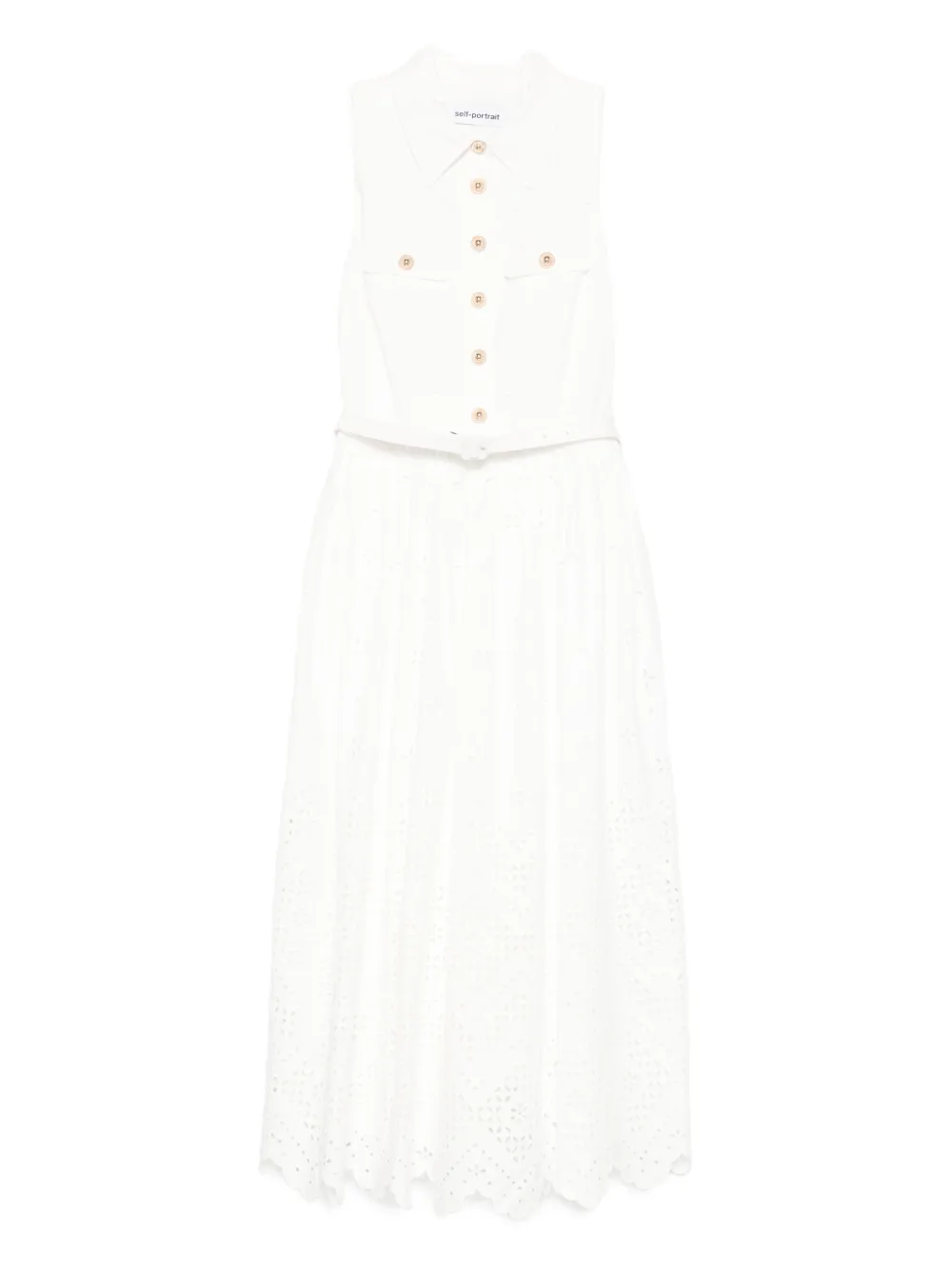 

Платье с поясом и вышивкой Self-Portrait, белый