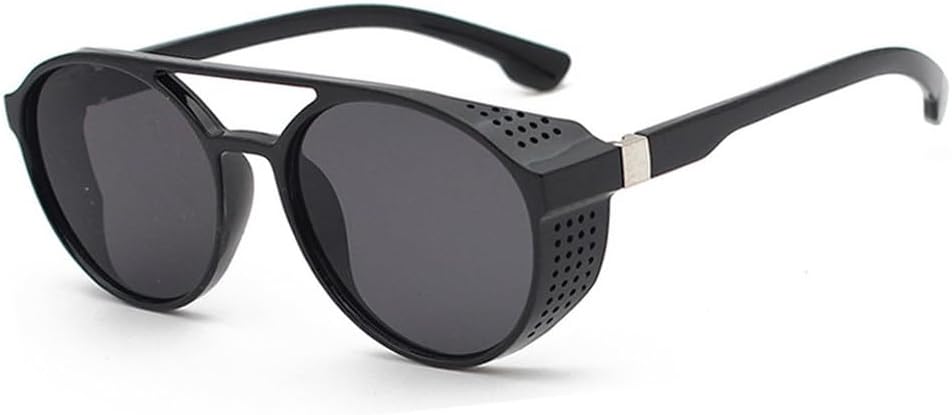 

Ретро круглые полые солнцезащитные очки в стиле стимпанк для мужчин, классические очки с двумя дужками, солнцезащитные очки с защитой от УФ-излучения TKKTLLT, Glossy Black-black