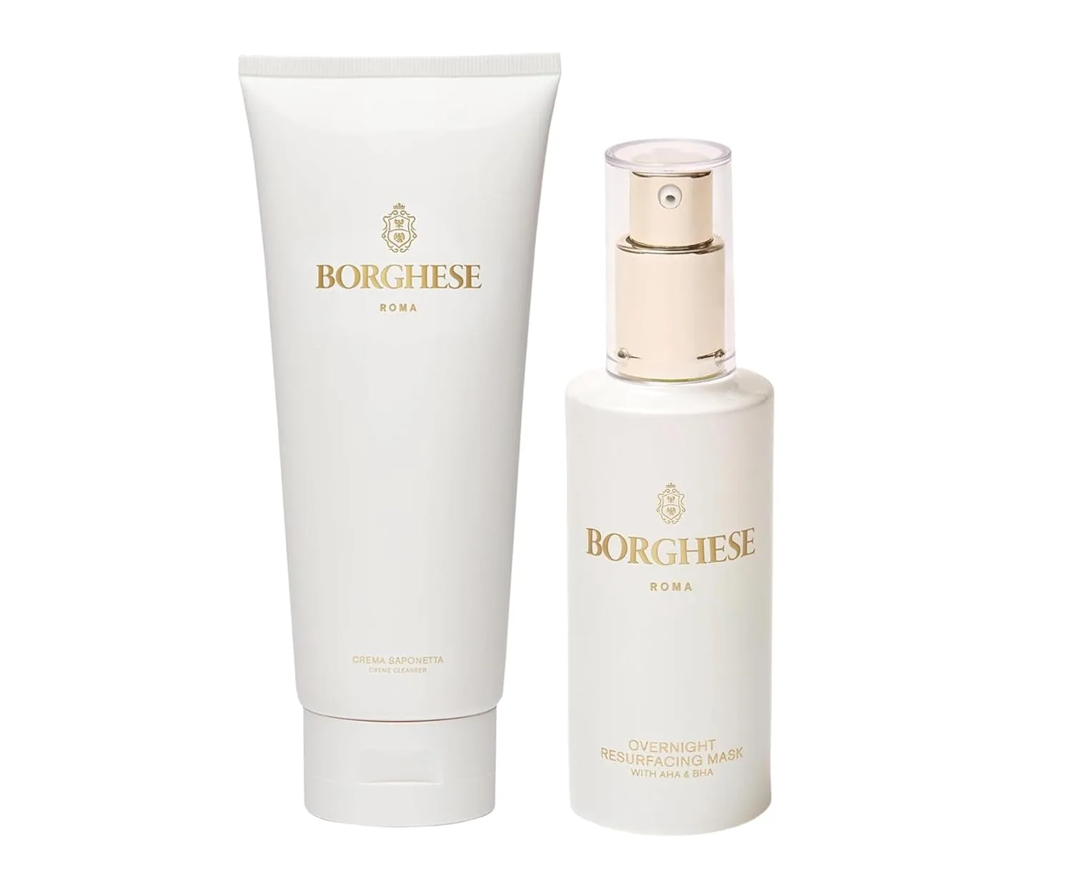 Набор для сна Borghese 2-Step Beauty Sleep Bundle: очищающее средство Crema Saponetta и ночная восстанавливающая маска с AHA и BHA кислотами.