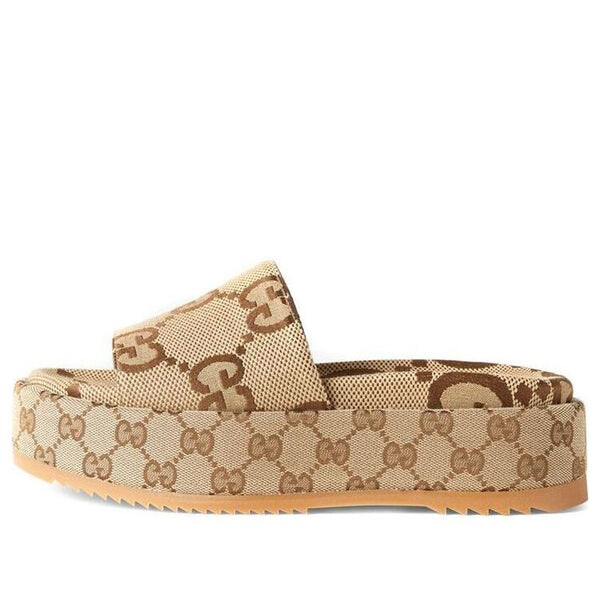Сандалии gg lame platform slide sandal 'camel monogram' Gucci, мультиколор