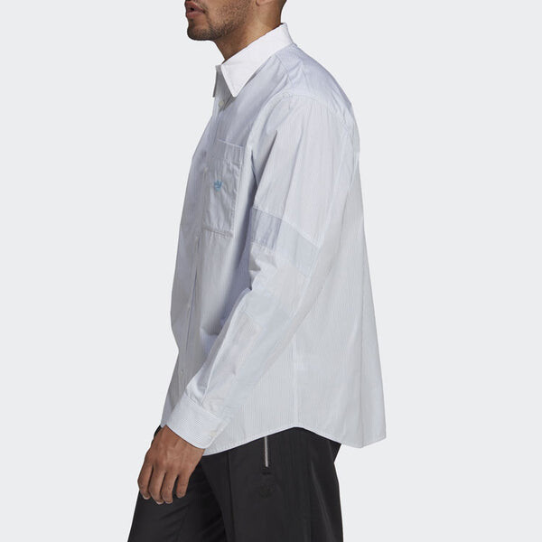 Рубашка adidas originals Casual Sports Long Sleeves Shirt Sky Blue, синий — фото 4