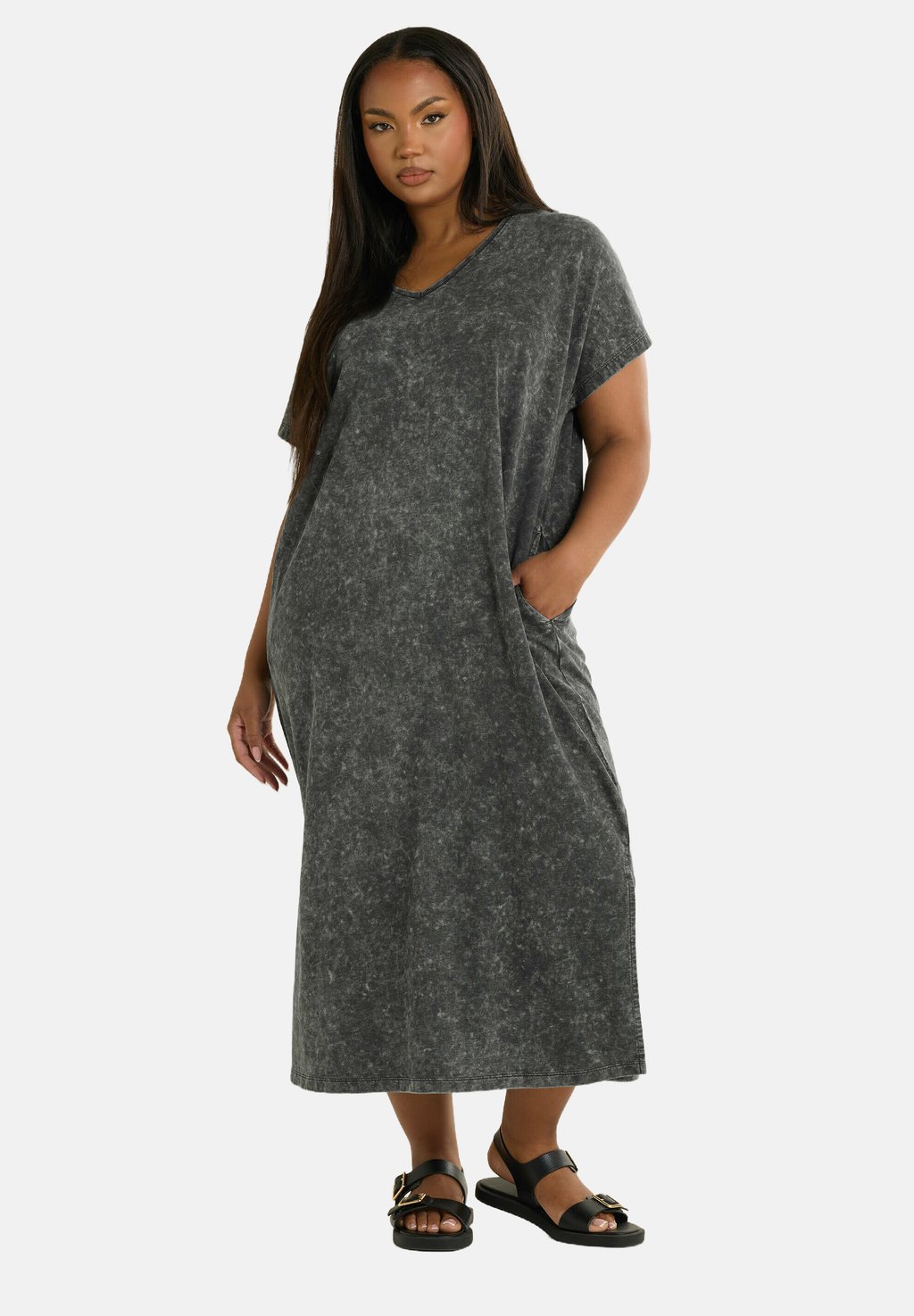 

Повседневное платье HEAVYWEIGHT THROW ON Yours Clothing, темно-серый