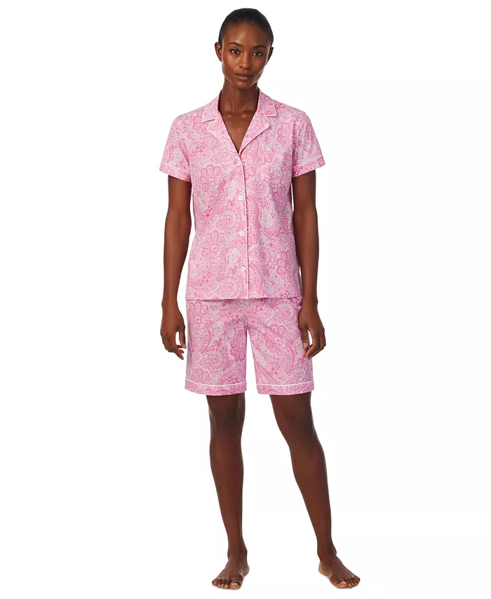 

Женский комплект пижамы Bermuda с вырезом на воротнике, 2 предмета Lauren Ralph Lauren, розовый