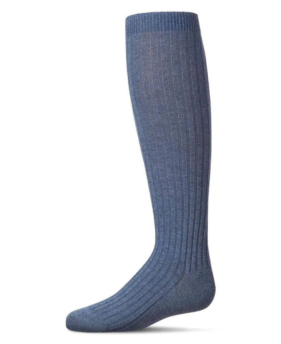 Детские ребристые хлопковые гольфы до колена MeMoi, Indigo Denim