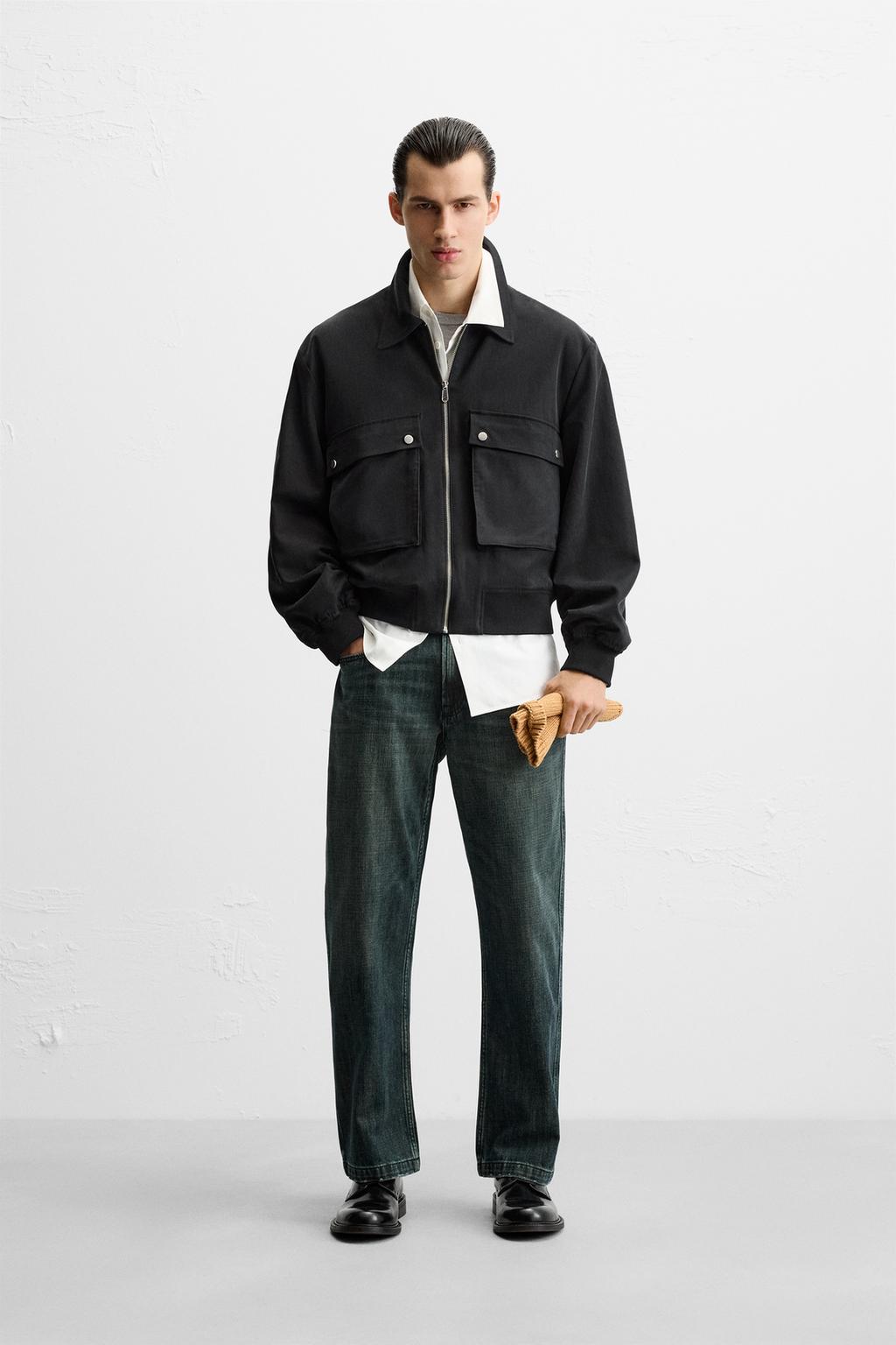

Мягкая куртка с карманами ZARA, черный