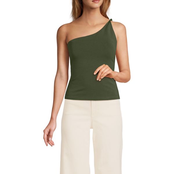 

Женский облегающий топ с одним плечом Lands' End, цвет dark cilantro green
