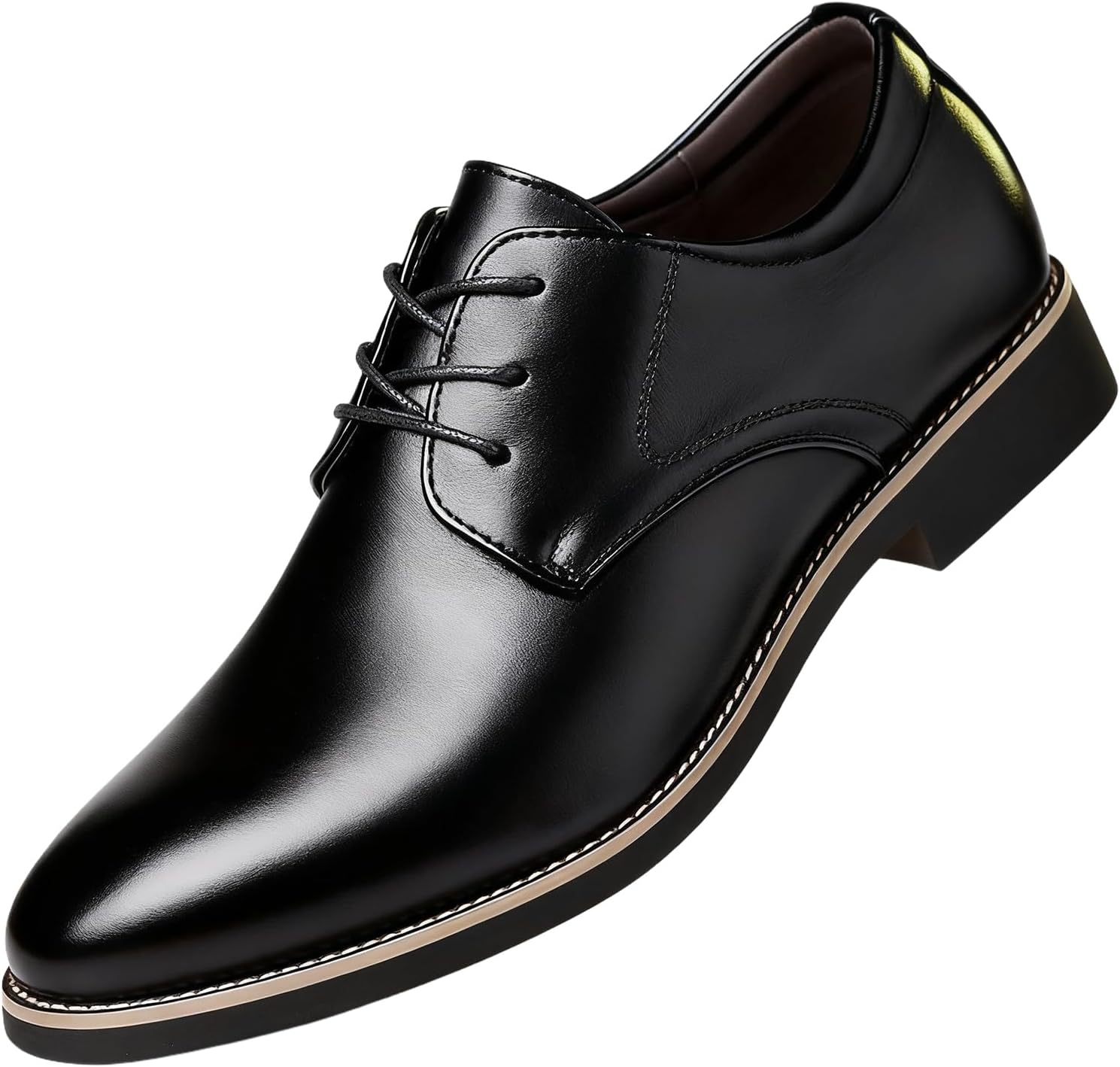 

Мужские кожаные оксфорды с заостренным носком, удобные, легкие, классические с массивным каблуком, нескользящие, на шнуровке, туфли для офиса, свадьбы и работы Nxnbhsl, черный