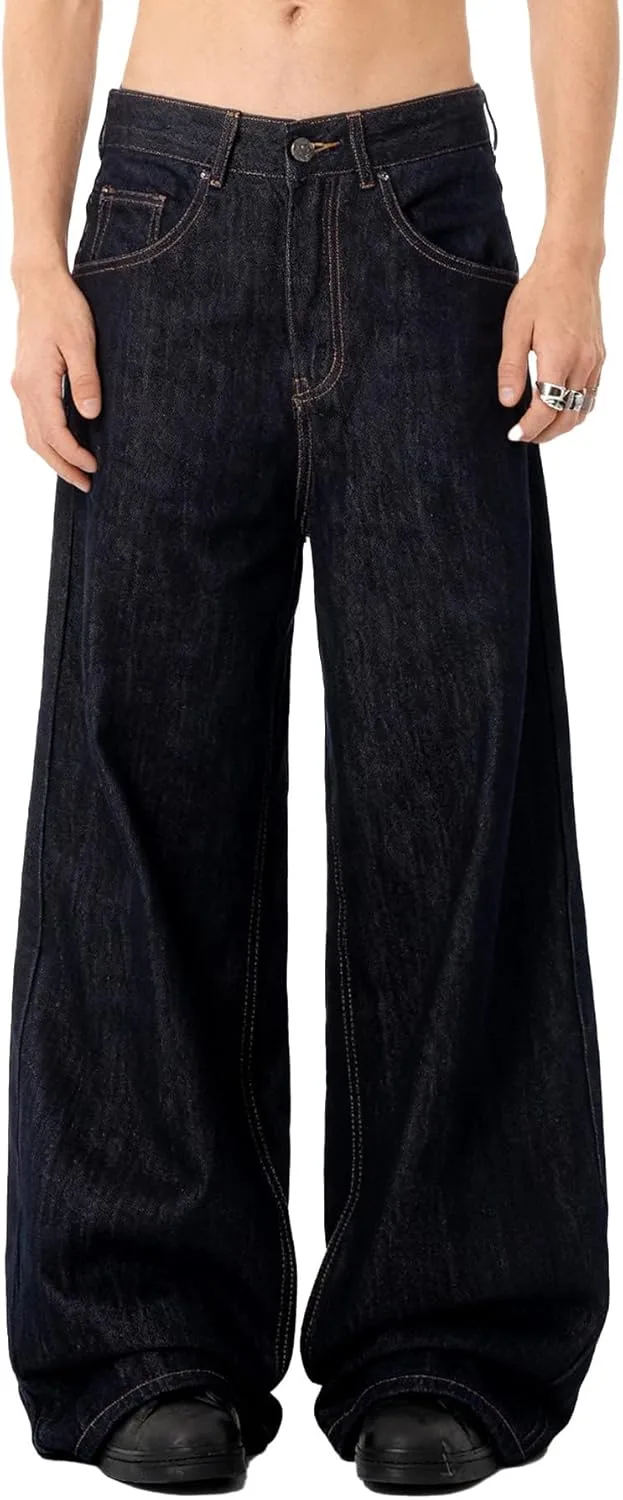 

Bakyarder Unisex Vintage широкие джинсы, прямые брюки в темной стирке