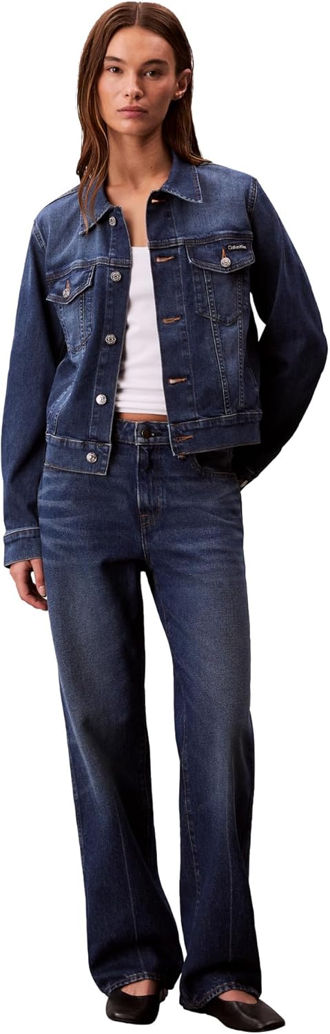 Женская куртка-косуха Calvin Klein классическая джинсовая, синий — фото 3