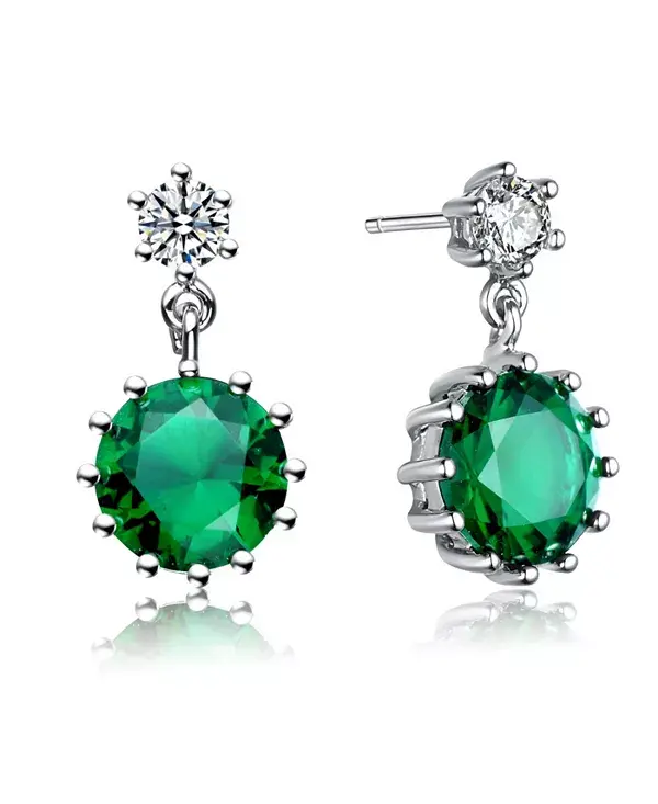 

Серьги-Подвески из стерлингового серебра с покрытием из белого золота и кубическим цирконием Genevive, green