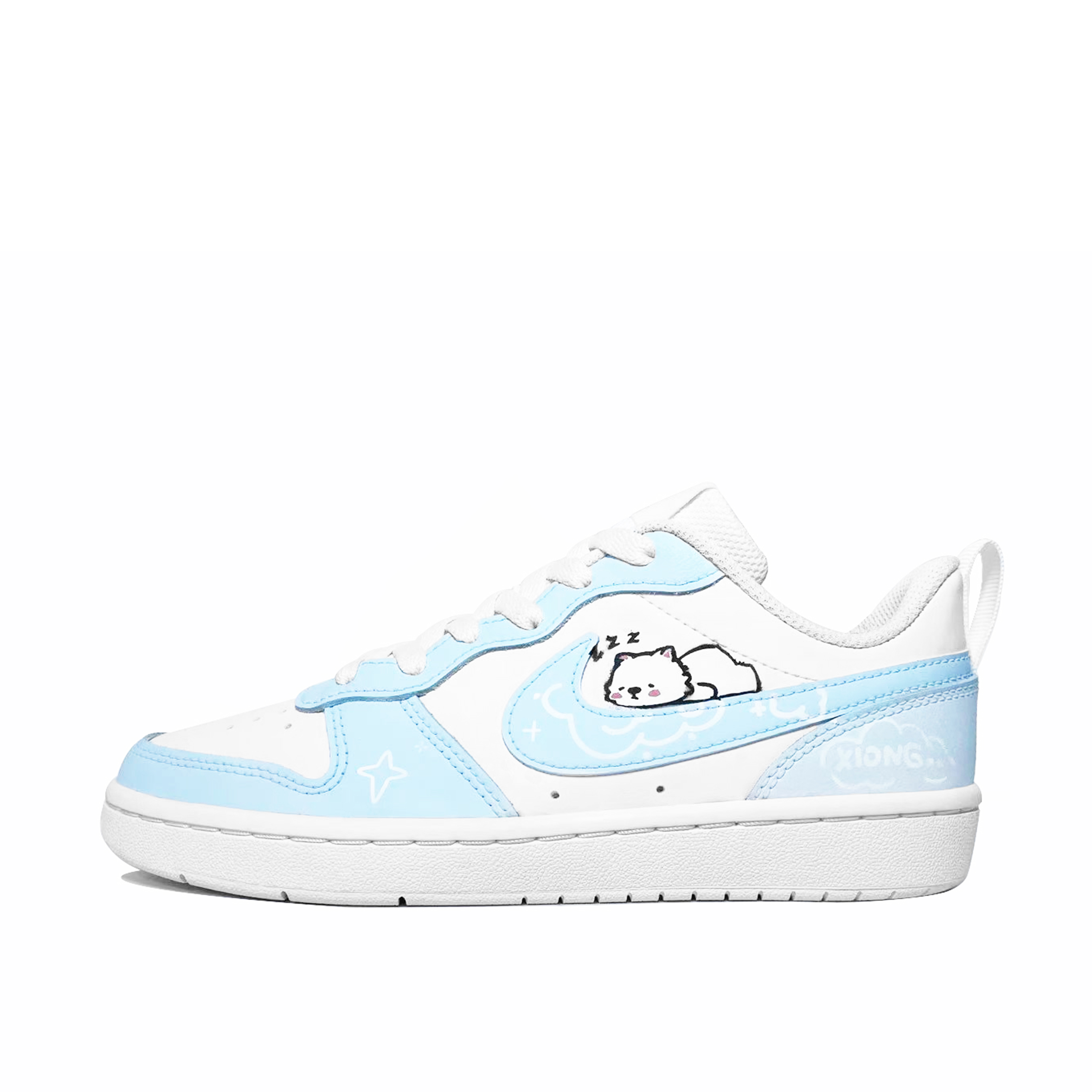 

Кроссовки для скейтбординга Court Borough Sleepy Bear с противоскользящим покрытием Anti Kick Balance Low Top для детей и подростков Nike, синий/белый