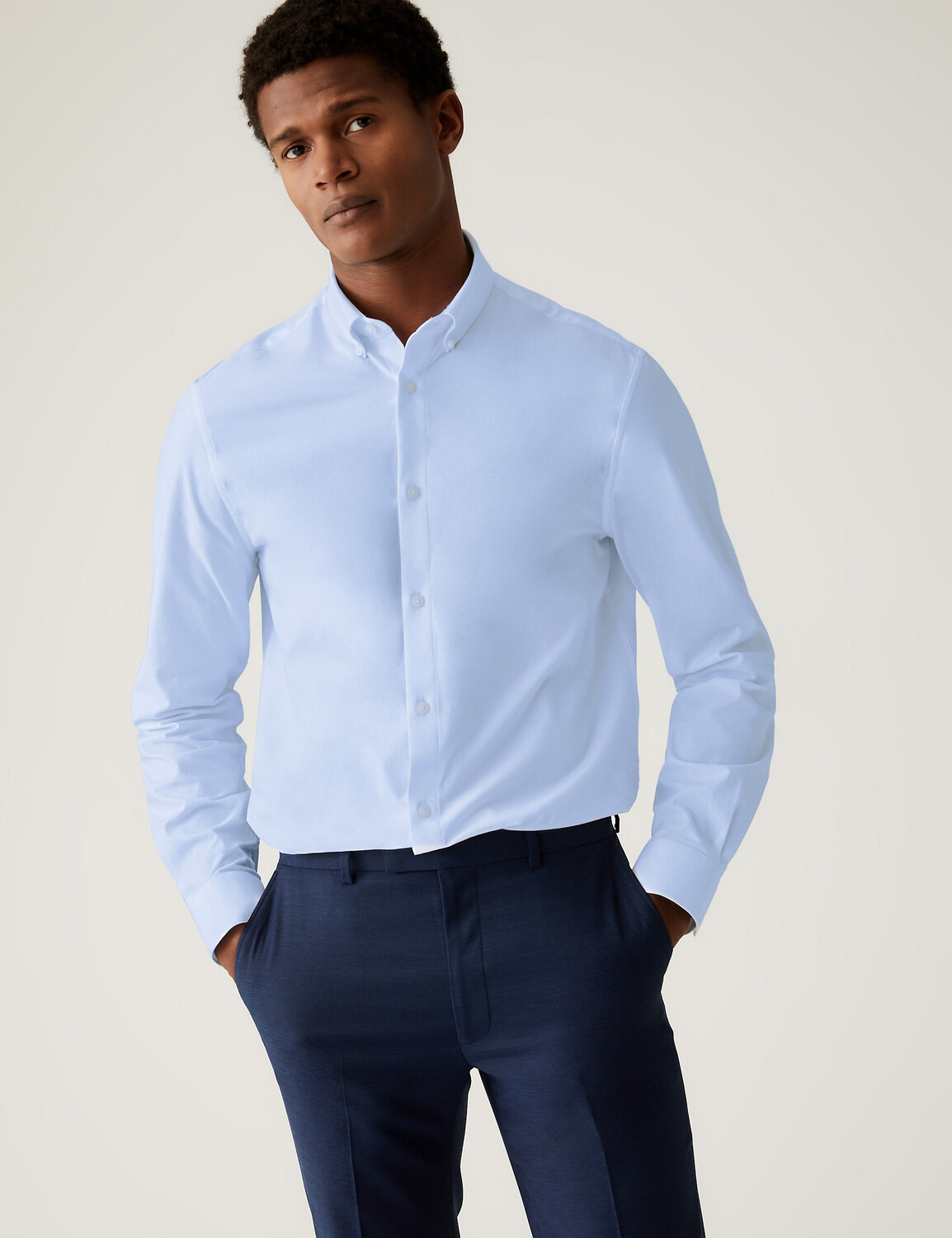 

Рубашка Slim Fit Ultimate из эластичной ткани Marks & Spencer, синий