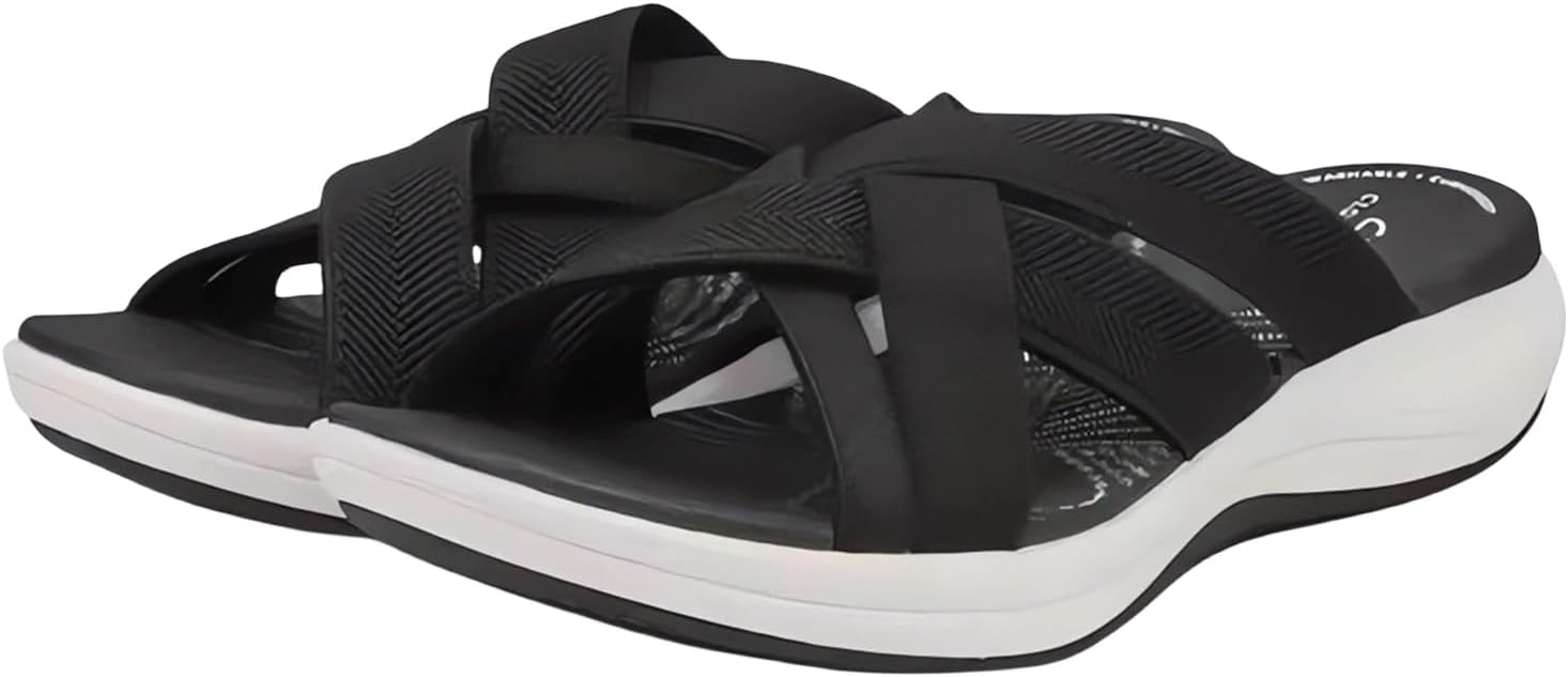 

Ортопедические сандалии для женщин, повседневные легкие сандалии для лета, прогулочные шлепанцы, сандалии широкого размера, с мягкой амортизацией при фасциите, удобные восстановительные тапочки с поддержкой свода стопы Generic, черный