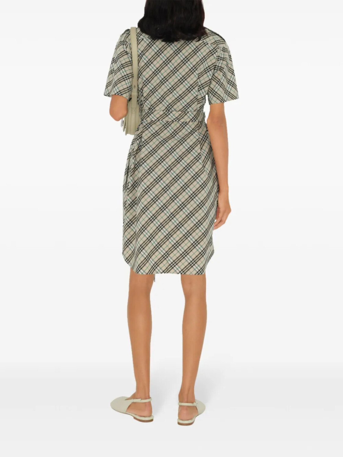 Платье-рубашка Burberry, мини, клетка, нейтральный — фото 4