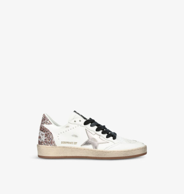 Низкие кожаные кроссовки Ballstar с блестками Golden Goose, мультиколор