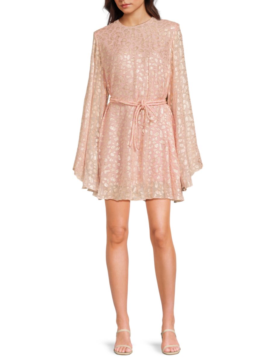 

Мини-платье Delia из металлизированного шелка с поясом Stella McCartney, цвет Ballet Pink