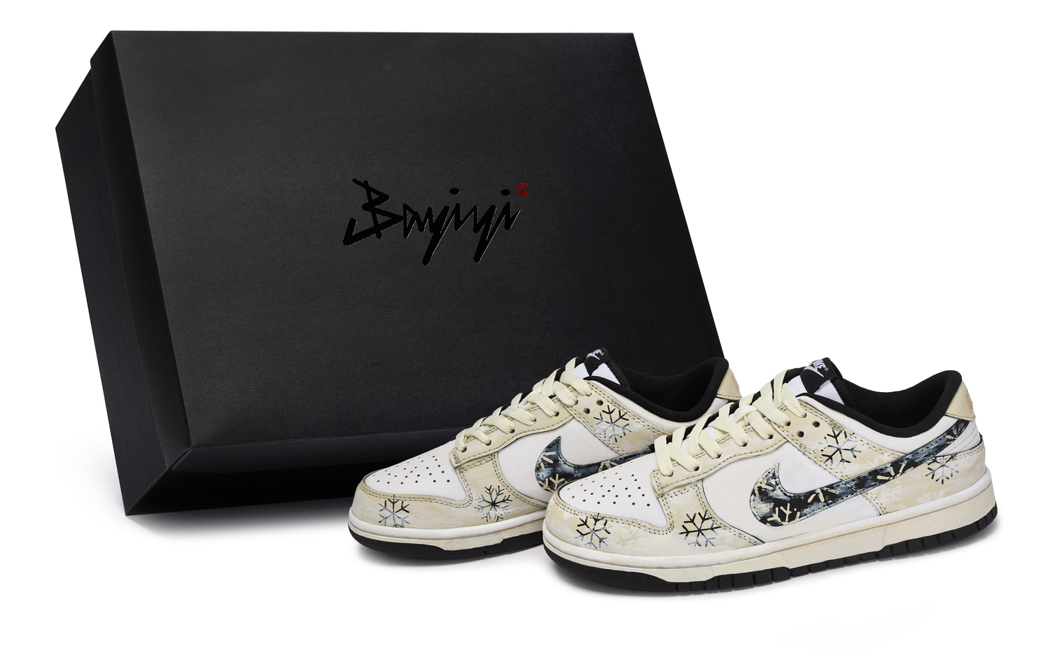 

Nike Dunk Black Slip Resistant Cushioning Low top Детские скейтбординг кроссовки Black White Yellow Unisex