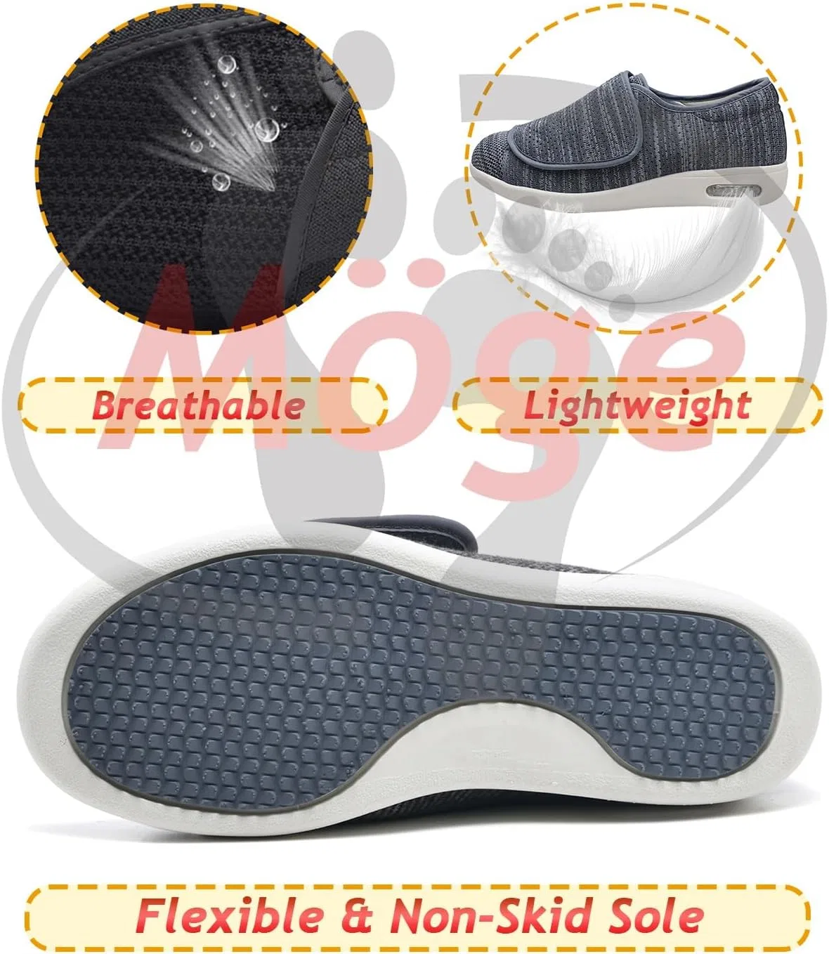 Кроссовки для ходьбы с дышащим верхом, Black Möge — фото 4