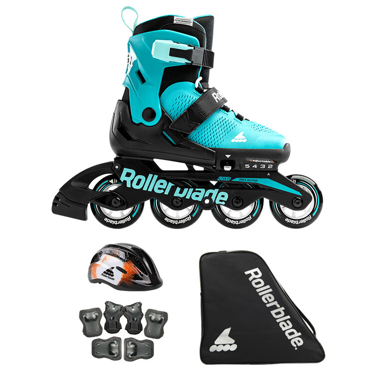 

RollerBlade Детские роликовые коньки с регулируемым размером, цвет Lake Green/black (Premium Set A), размер M (33-36.5 см)