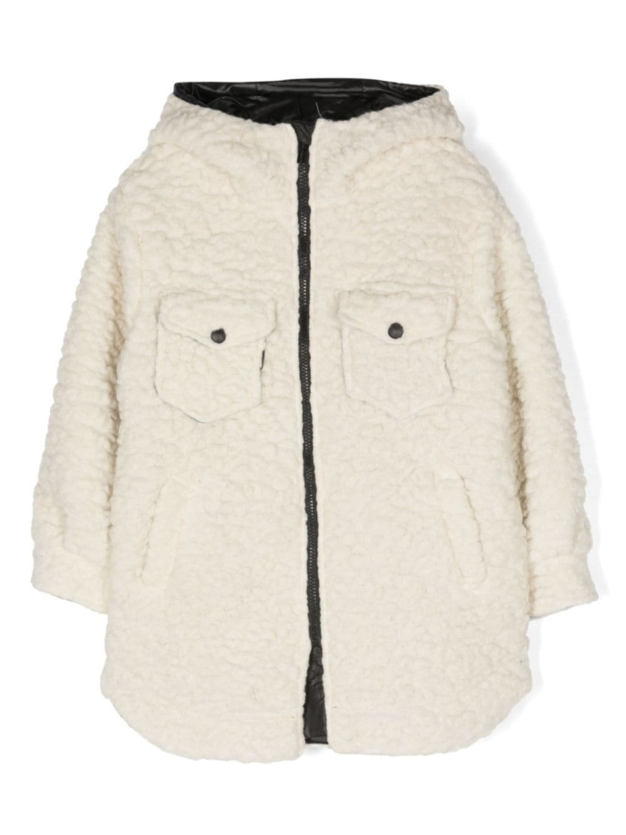 

Monnalisa faux shearling zip-up parka, нейтральный цвет