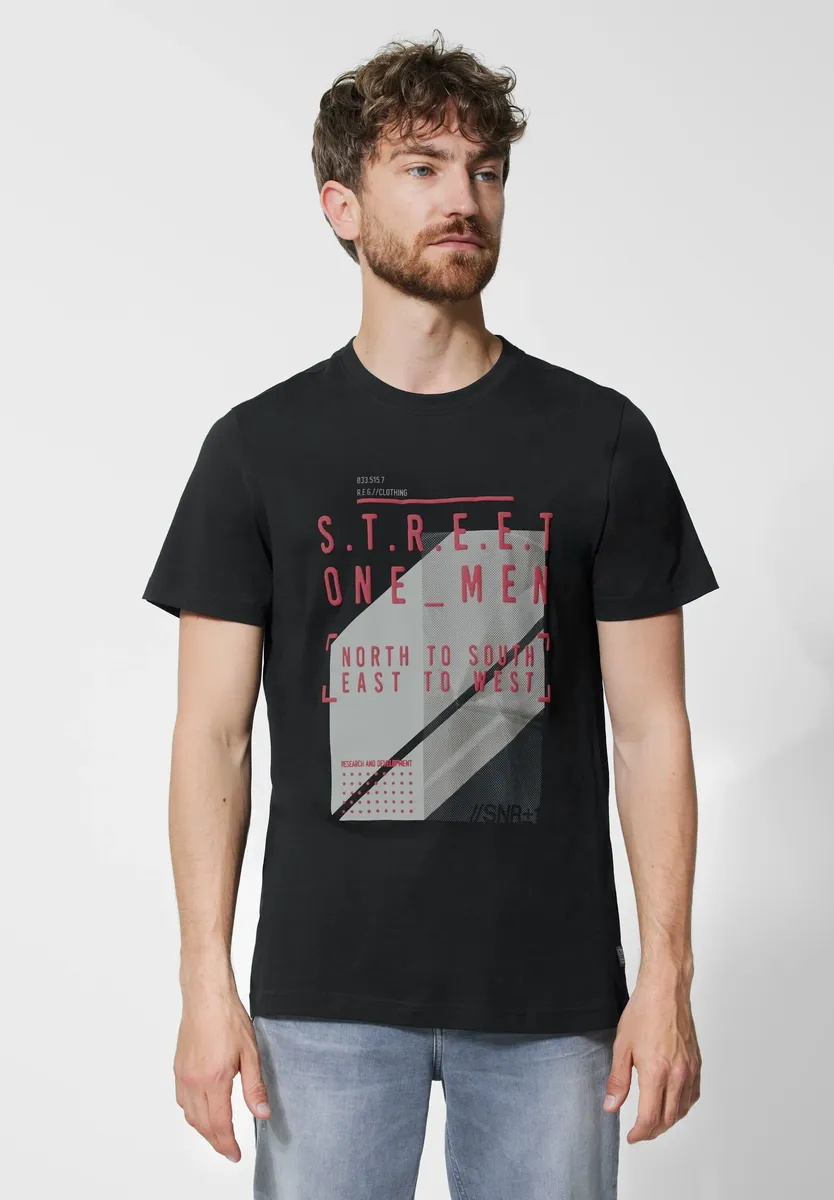 

Футболка STREET ONE MEN, с миксом принтов, черный