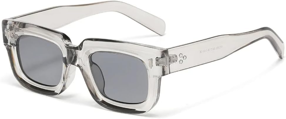 

Солнцезащитные очки для мужчин и женщин - защита UV400 - маленькая оправа с заклепками, прозрачные линзы цвета "океан", панк, для занятий спортом на открытом воздухе и вождения DSVIGF, Grey Grey