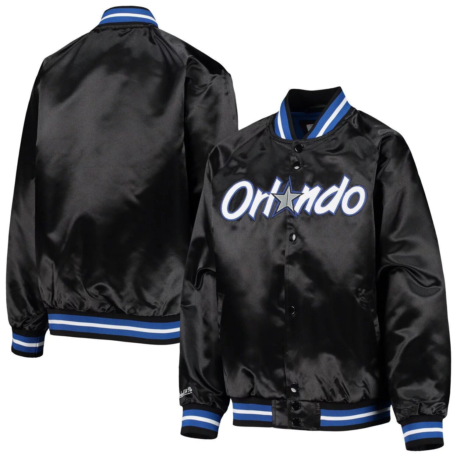 Молодежная куртка Mitchell & Ness Black Orlando Magic Hardwood Classic с атласной курткой на кнопках реглан Unbranded