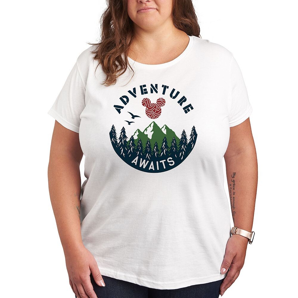 

Disney's Mickey Mouse Plus Size Adventure ждет футболку с рисунком, белый