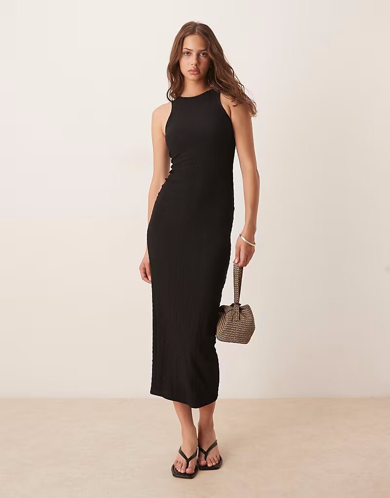 

ASOS DESIGN фактурное платье-миди в черном цвете