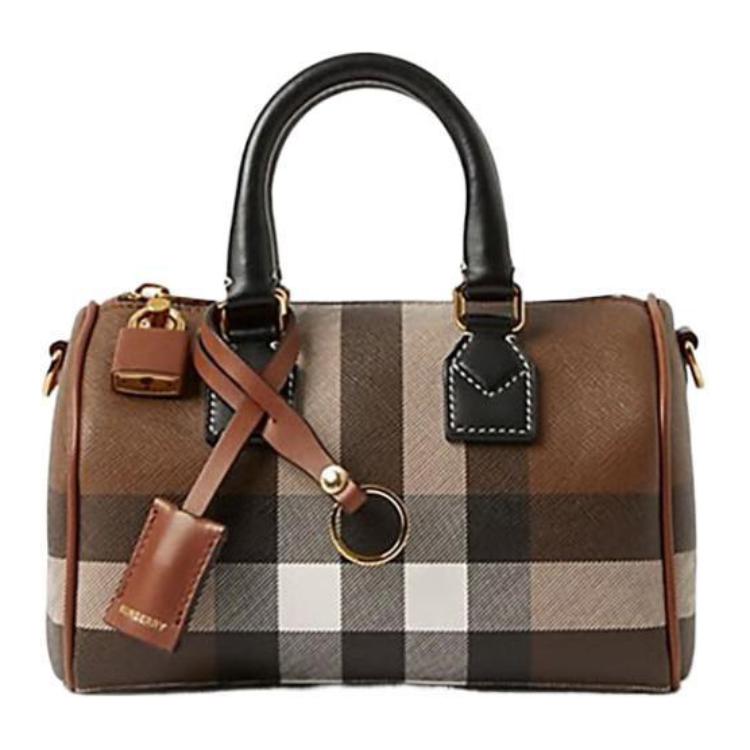 

Burberry Кожаная женская мини-сумка через плечо для боулинга коричневая