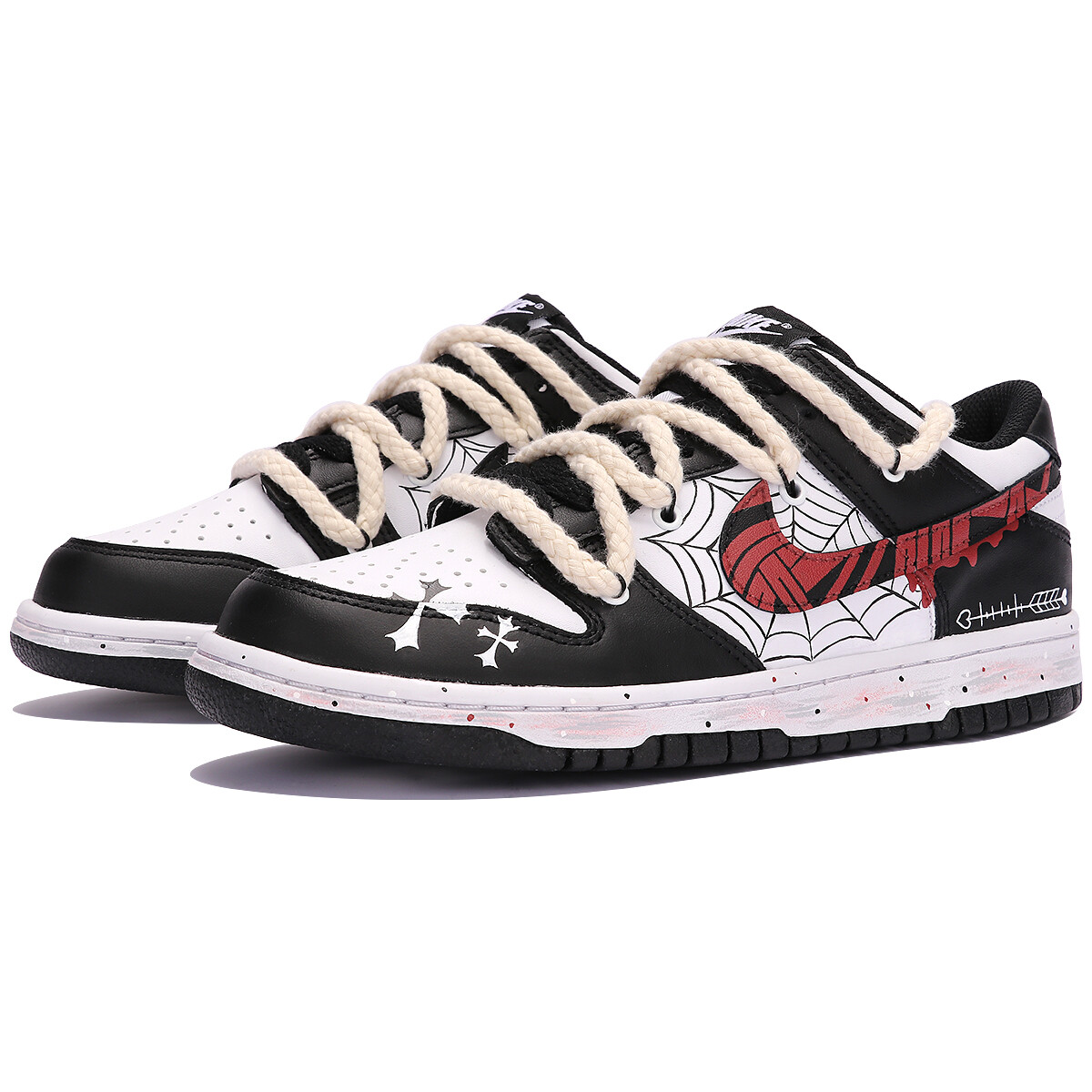 

Кроссовки Nike Dunk Skateboard Shoes Women's Low-Top Black White, черный/белый