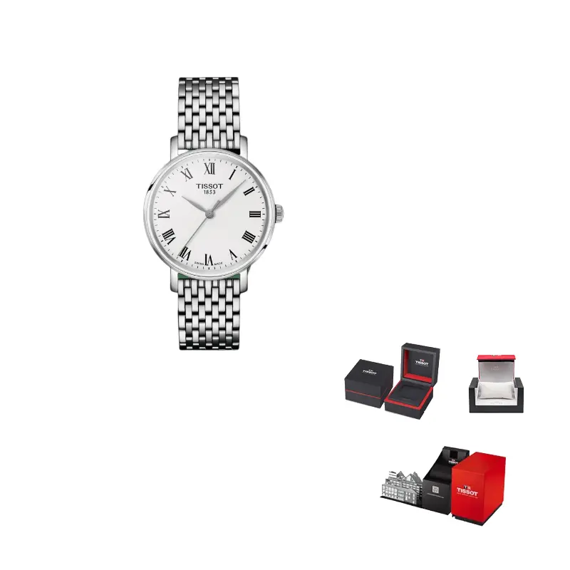 

TISSOT Часы Charm Time Series Quartz Movement Women's Watch 34mm White Dial Stainless Steel Case Stainless Steel Watchband, White Dial