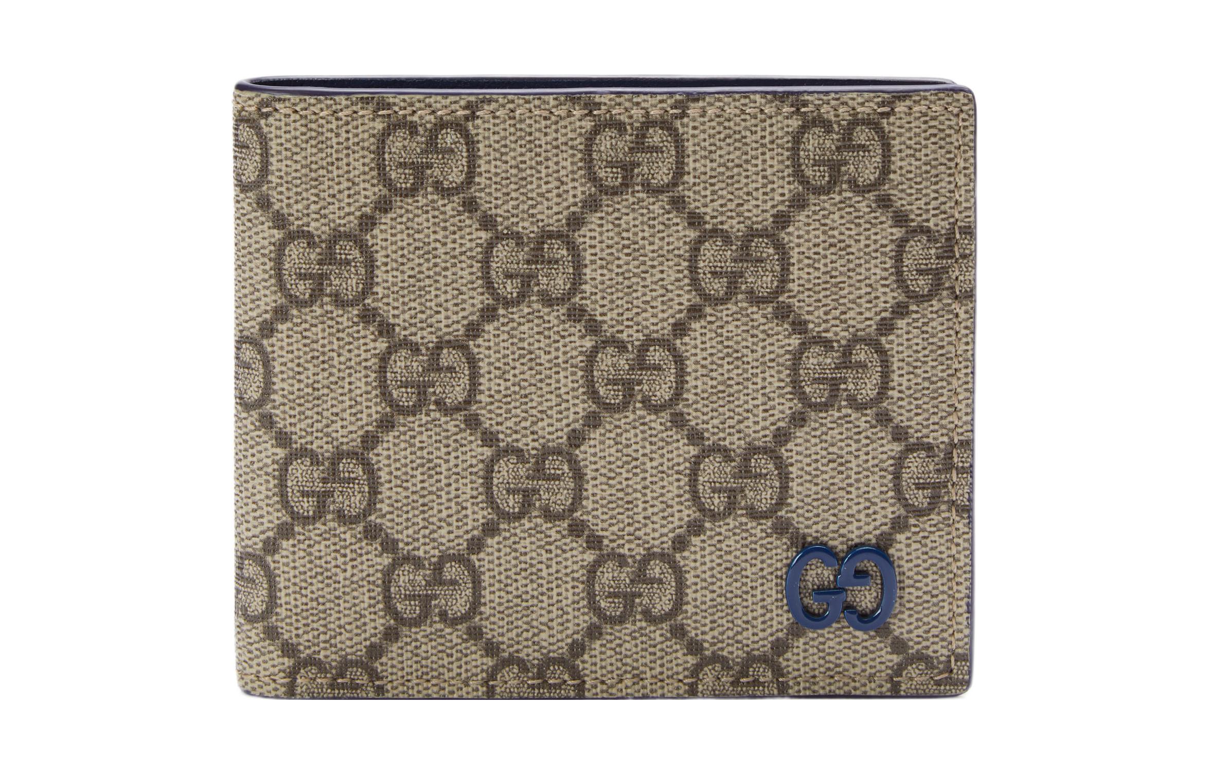 

Кошелек мужской из холста GG Supreme с кожаными деталями бежевый/эбонитовый GUCCI