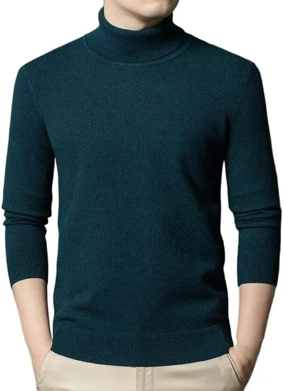 

Мужской классический вязаный свитер с высоким воротом, Slim Fit