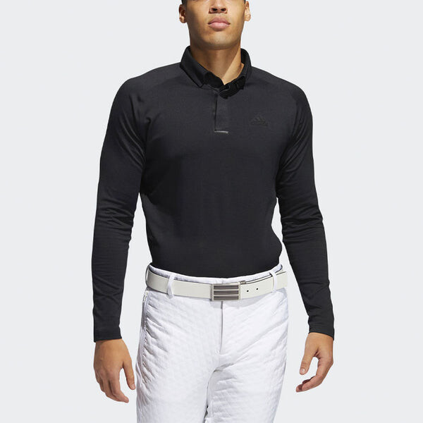 Футболка adidas Brushed Brushed Ls Pl Golf Sports Training Casual Long Sleeves polo Black, черный — фото 3