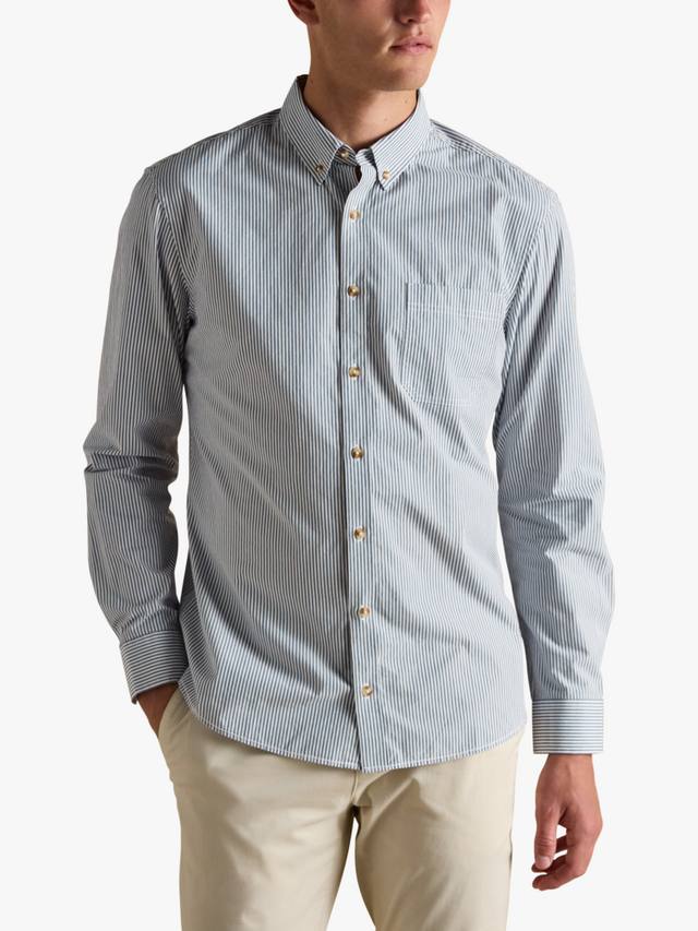 

Хлопковая рубашка с длинным рукавом и воротником в полоску Joules