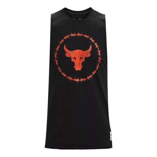 

Спортивный топ Under Armour Project Rock Charged Cotton Tank 'Black Orange' 1361623-001, черный