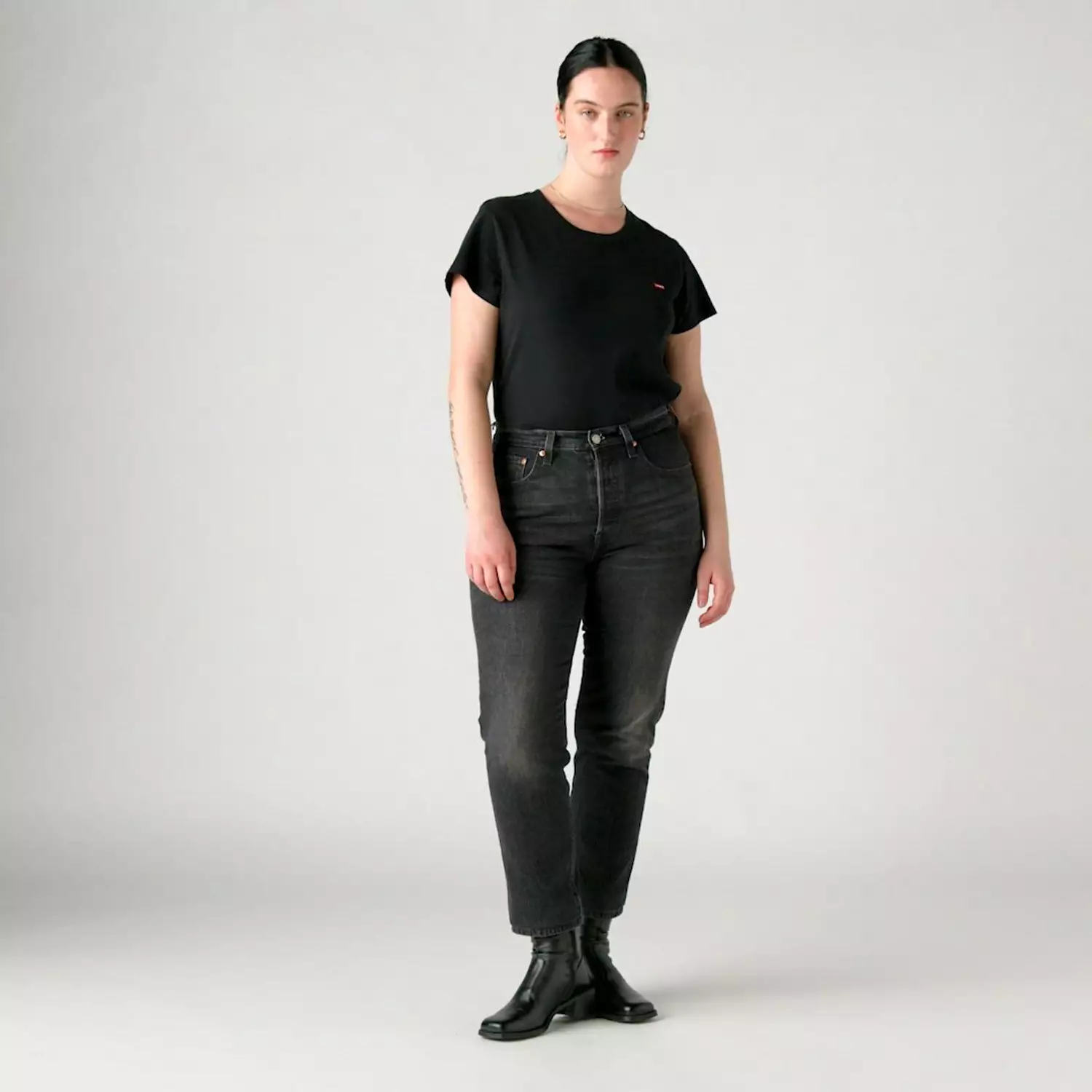 501 оригинальные укороченные женские джинсы Levi's, черный — фото 4