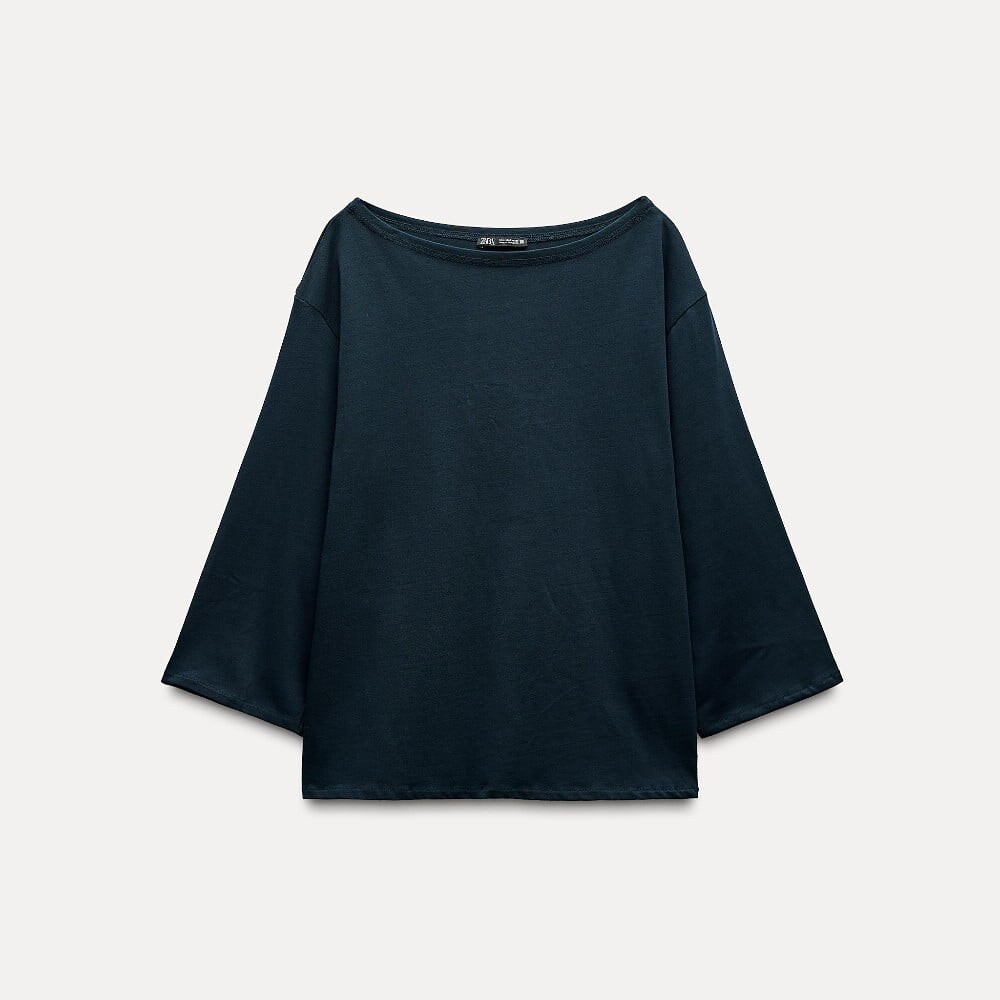 

Футболка Zara Boatneck, темно-синий