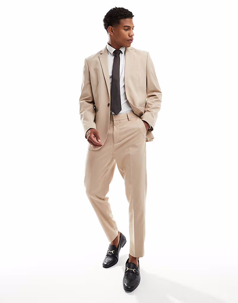 

Зауженные брюки в нейтральную тональную клетку «принц Уэльский» Asos Design