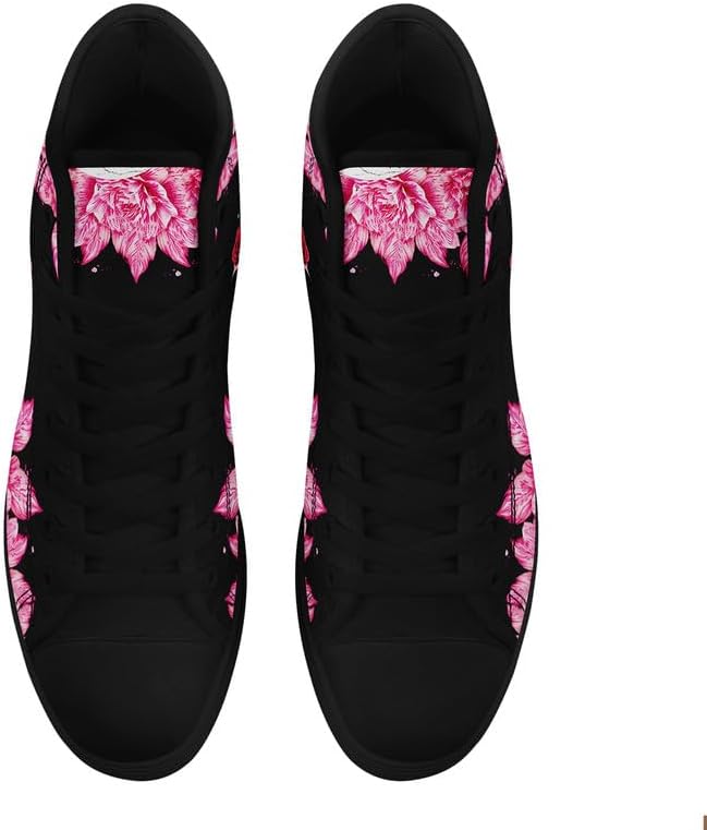 Крутые индивидуальные кроссовки Skull High Tops из холщовой ткани для мужчин и женщин, классические с шнуровкой, готический стиль, повседневные холщовые кроссовки Coolcustomize, Color22 — фото 3