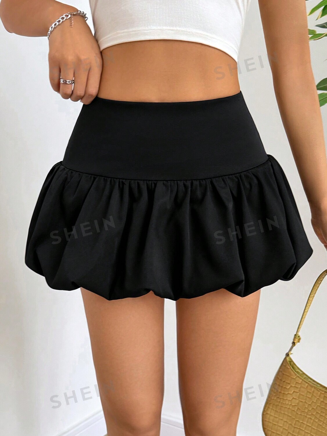 

EZwear Короткая юбка, юбка-баллон Shein, черный