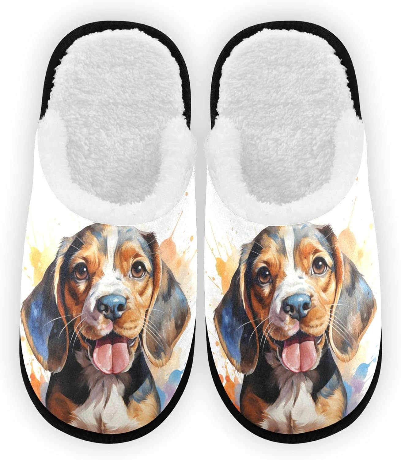 

Мягкие плюшевые тапочки FENOCHE с рисунком собаки, выполненным акварелью, для женщин и мужчин. Теплые и удобные, для путешествий и спа-процедур, нескользящие домашние тапочки, Multicolor