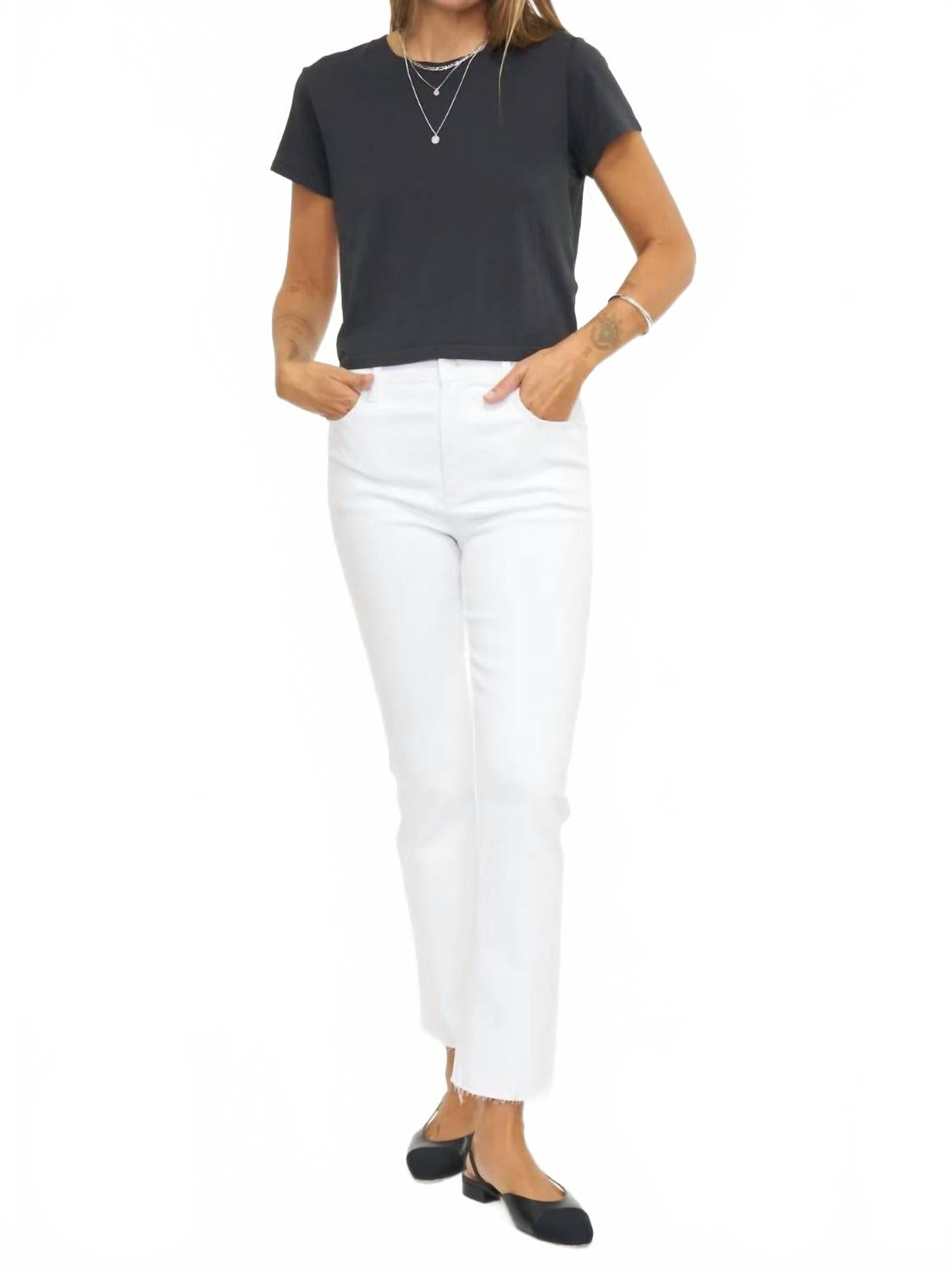 

Ленн Хай Вейст Энкл Буткат Джинсы в ярком белом PISTOLA