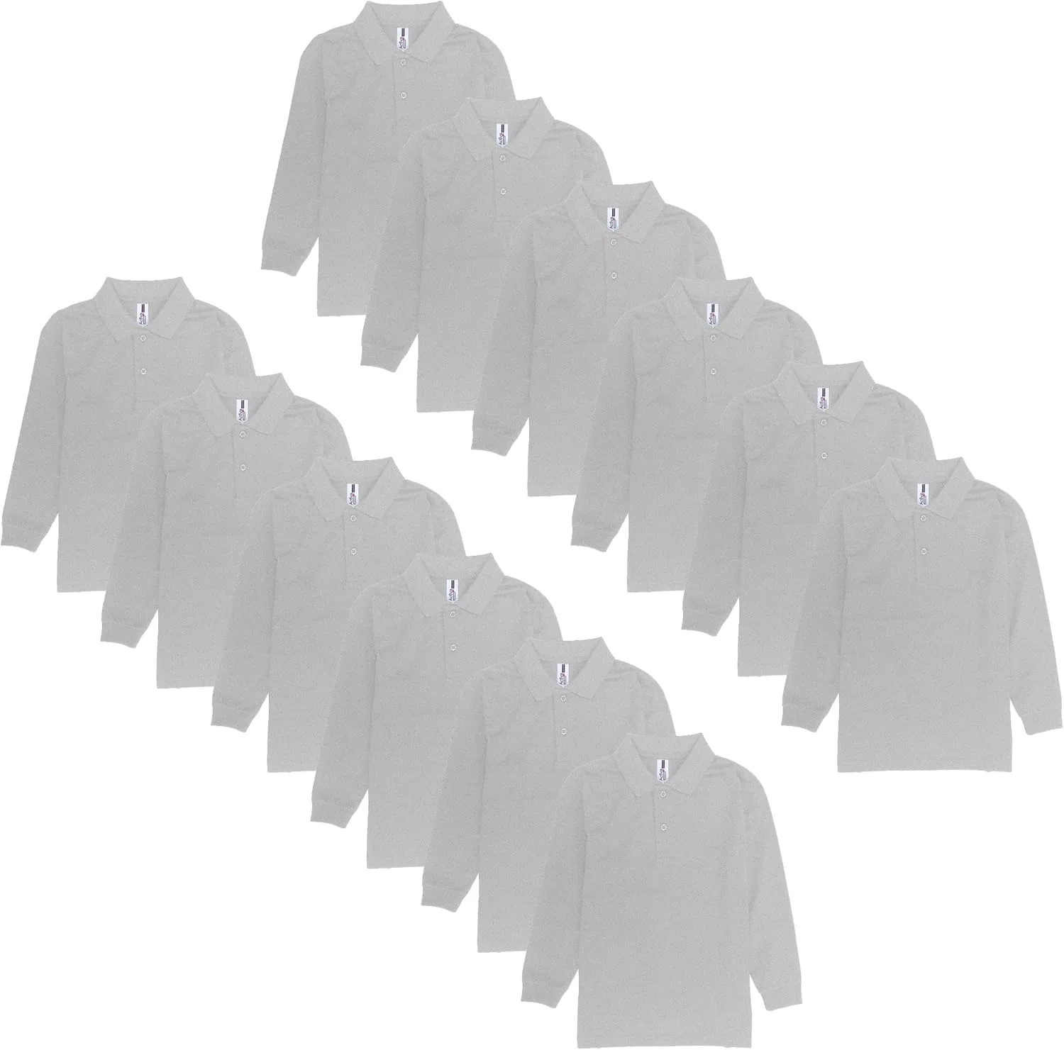 Детское поло с длинным рукавом Activa Apparel, набор из 12, Heather Grey