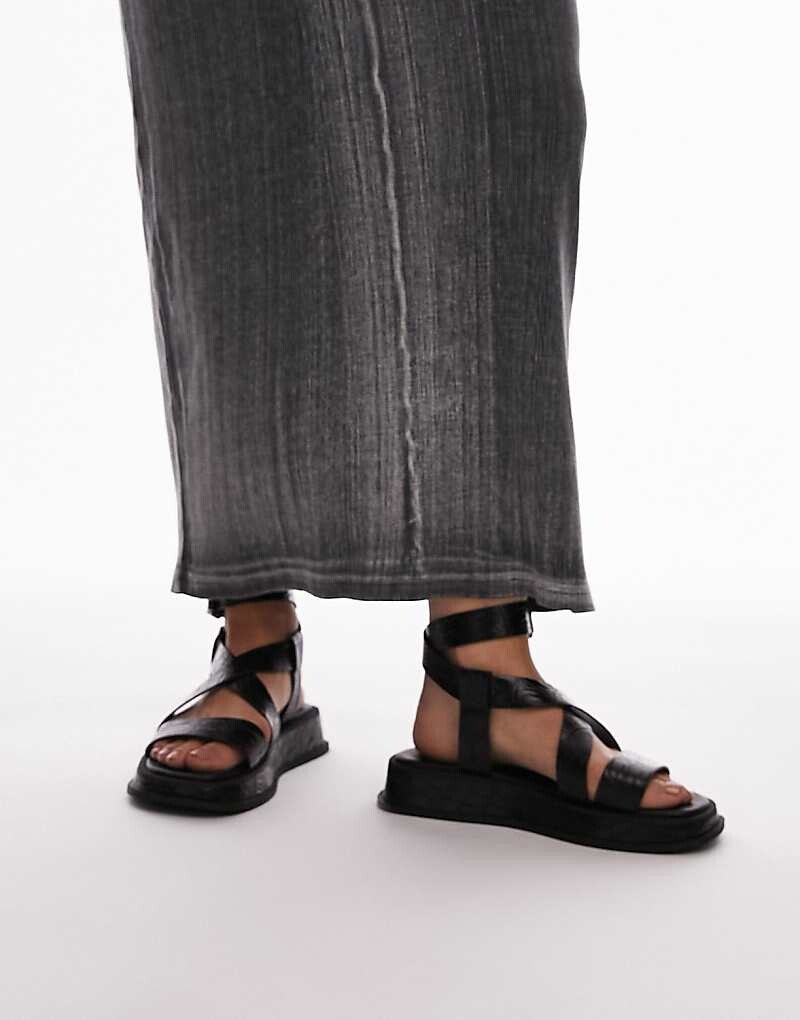 

Черные босоножки Topshop Wide Fit – Jasmine – на толстой подошве, широкий крой
