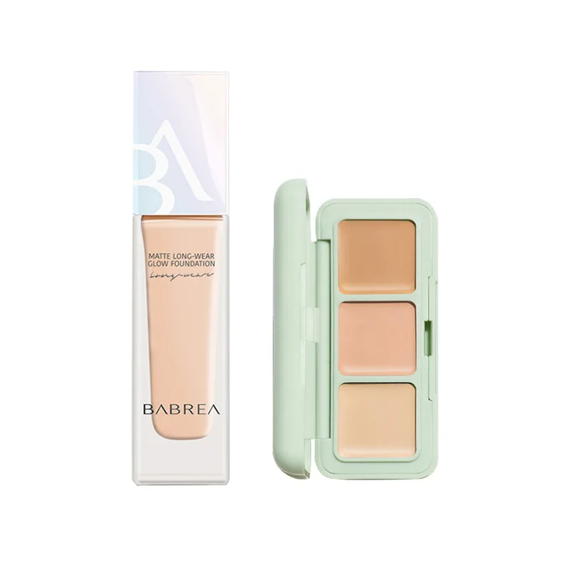 BABREA Набор косметики для женщин, Two-Piece Set: #01 Ivory White, Soft Mist Liquid Foundation+#02 Clear Purple Loose Powder — фото 2