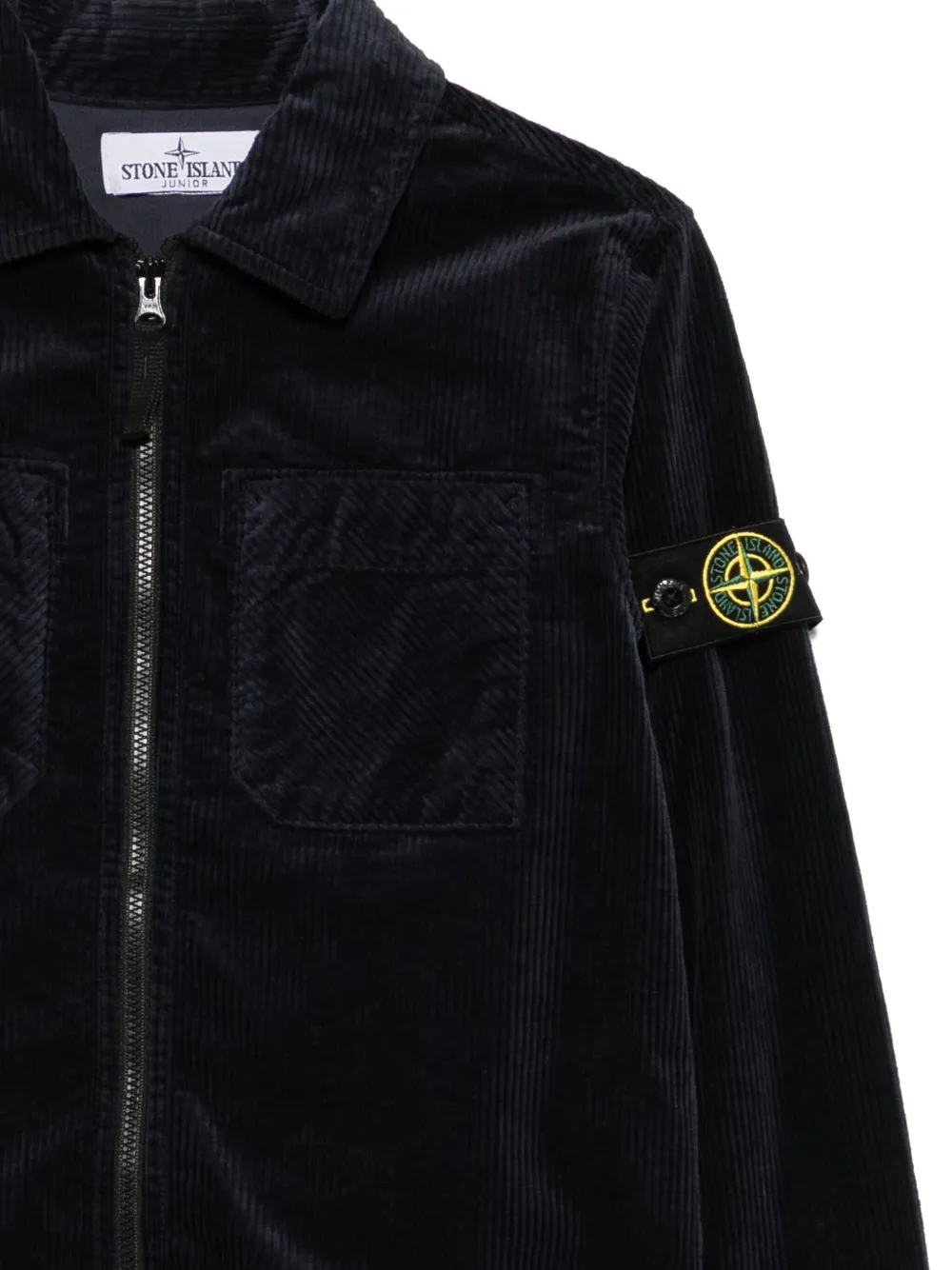 Вельветовая толстовка на молнии Stone Island Junior, синий — фото 3