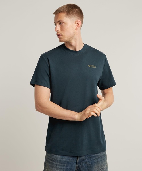 

Футболка с графическим принтом на спине G-STAR, темно-синий