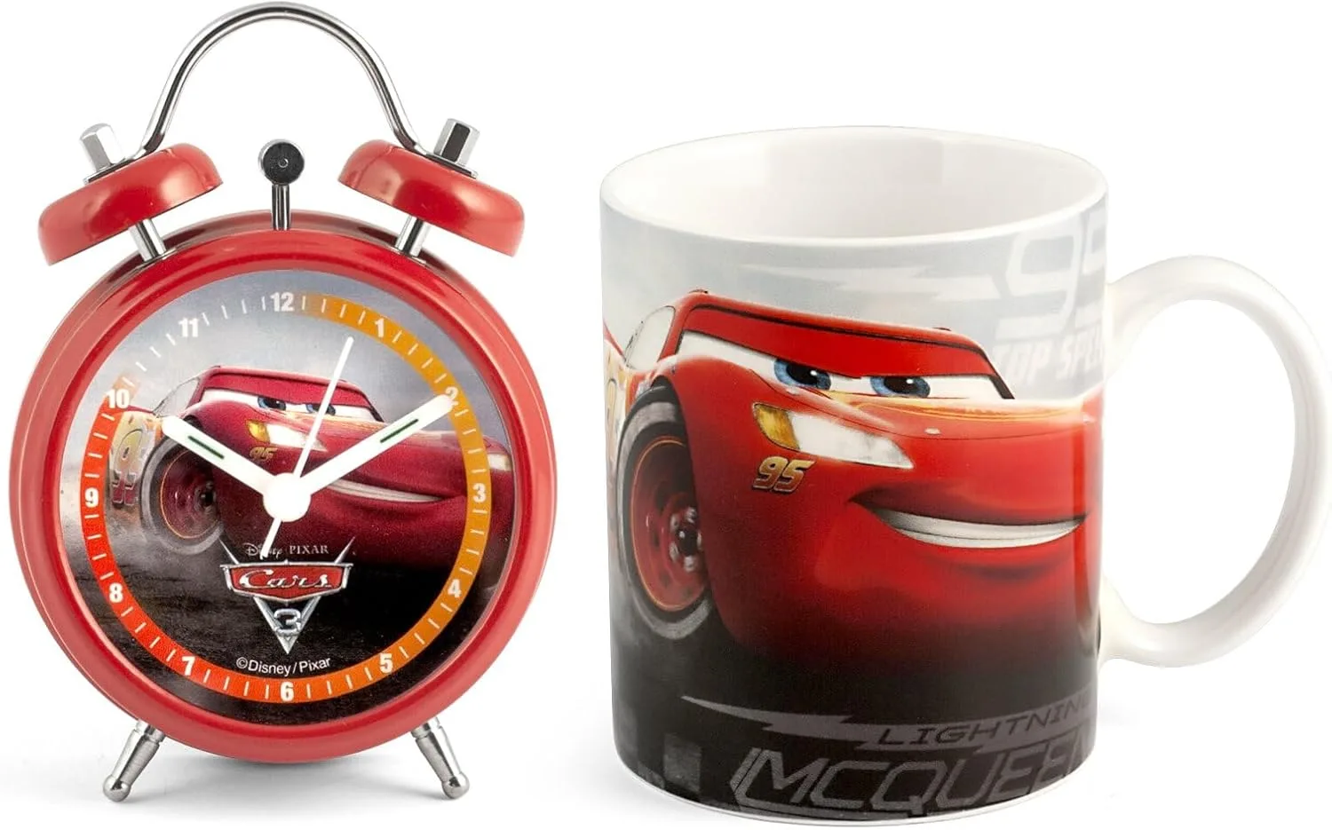 Набор домашних часов-будильника Disney Cars с кружкой, фарфор, красный, 2 шт HOME